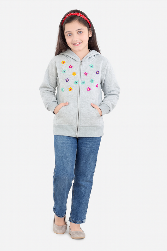Moni Morras light gray embroidered hoodie