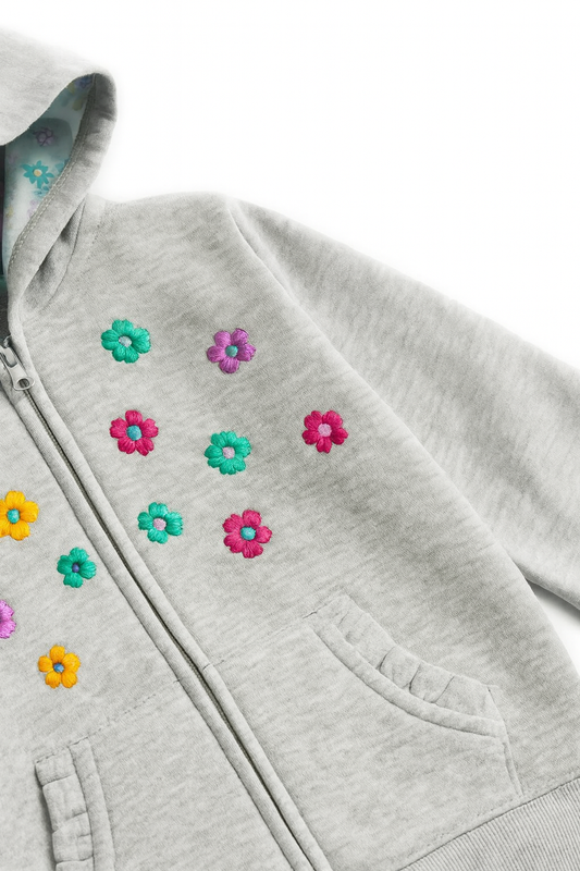 Moni Morras light gray embroidered hoodie