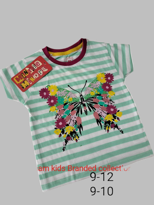 Minnie Minor  white and green lining Butterfly T-Shirt