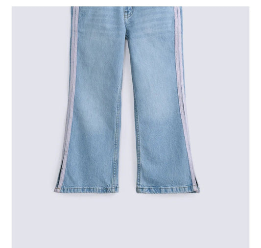 GIRLS FLARE FIT DENIM WITH SIDE TAPE